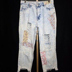 VINTAGE ALMOST FAMOUS Patchwork Acid Wash Distressed Jeans 11